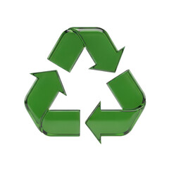 Obraz premium Green recycling symbol with three chasing arrows forming a triangle isolated on transparent background