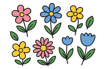 Colorful Cartoon Flower Illustration Bright Decorative Design