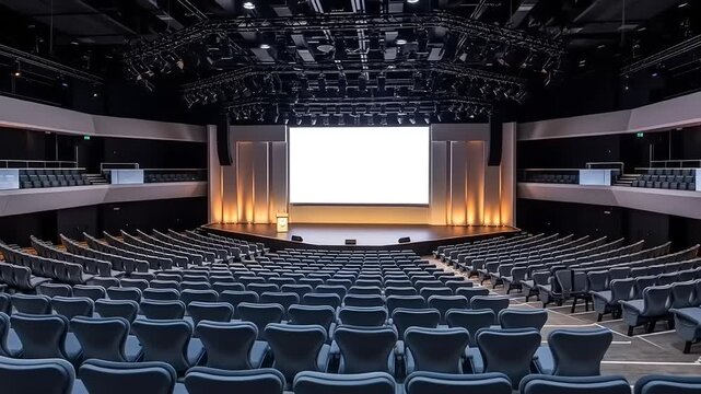 Empty conference hall with large screen. (6)