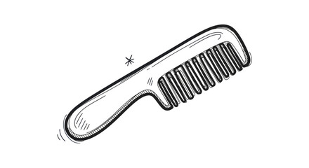 Obraz premium Hand-drawn illustration of a classic hair comb with a handle.