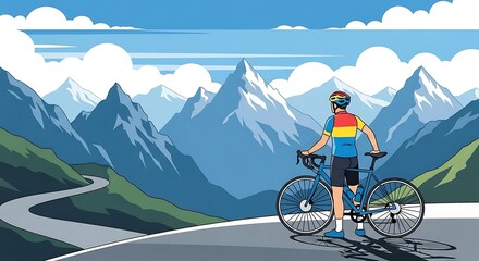 Fototapeta premium Cyclist Mountain View. (12)