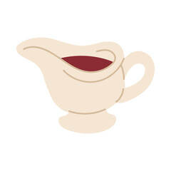 A white pitcher with a red liquid in it