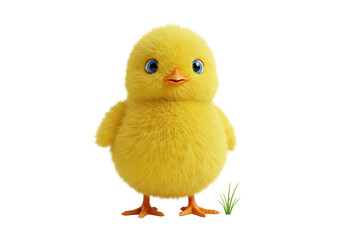 Adorable fluffy yellow chick PNG isolated on transparent background, cute baby bird for Easter and spring designs