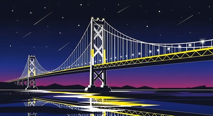 Obraz premium Bridge at Night Vector.
