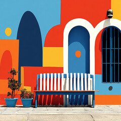 Bench - A long seat in an open area