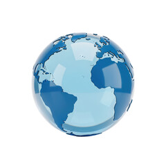 Obraz premium Realistic 3d rendered globe of earth showing continents and oceans isolated on transparent background