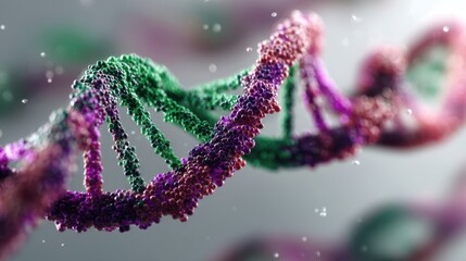Colorful DNA double helix structure, showcasing intricate molecular details, surrounded by a soft gradient background, representing the essence of genetic science and biological research