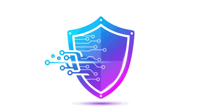Digital Security Shield with Circuit Board Design.