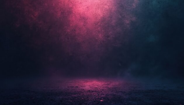 Dark textured background with purple and blue glowing light. Empty space for text over abstract grainy surface. Suitable for posters and web banners.