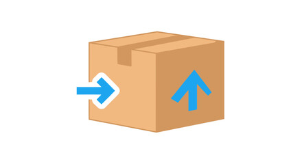 Obraz premium Cardboard Box with Shipping Arrows Indicating Direction.
