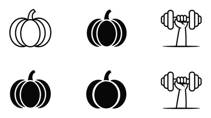 Vector art of a set of pumpkin icons in different styles for halloween, autumn, fall, harvest, or thanksgiving