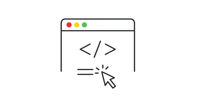Code Window with Cursor: Programming and Development Icon.