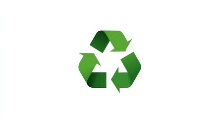 Obraz premium A vibrant green recycling symbol with flowing lines is prominently displayed against a clean white background.