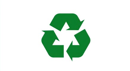 Fototapeta premium A simple, clean, and vibrant recycling symbol is displayed on a plain white background.