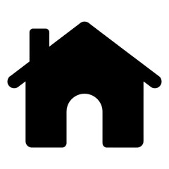 Flat black glyph icon of house representing homepage symbol for user interface design - Concept of UI navigation - web - mobile - start page