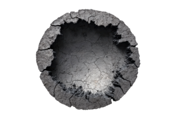 Cracked Earth Sphere: An isolated, textured sphere of cracked earth, depicting a sense of fragility, isolation, and the impact of environmental change.