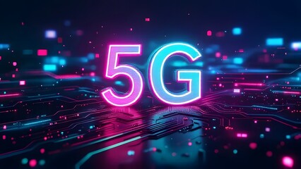 Futuristic 5G Technology Neon Network Connection