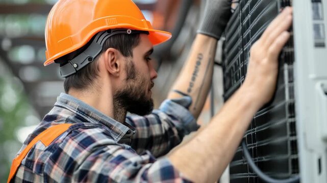 Man repairing air conditioner