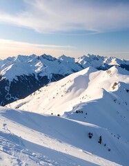 Snowy mountain range panorama (2)