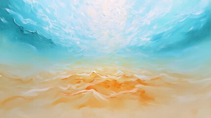 Abstract Ocean Scene Painted in Blue and Orange Hues
