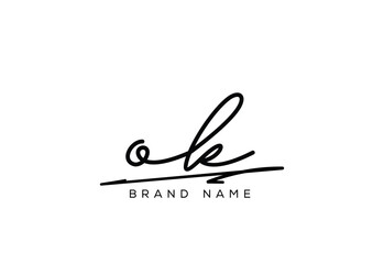 OK letter elegant cursive signature beauty handwriting logo.