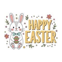 Happy Easter Bunny with Egg.