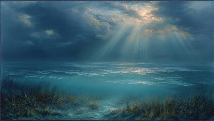 Seascape, underwater sunrise