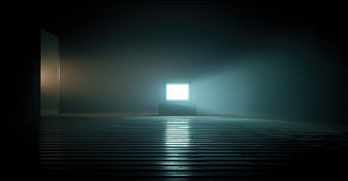 Empty room, glowing screen