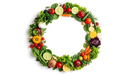 Colorful vegetable wreath on white background (1)