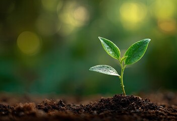 A young plant emerging from the earth