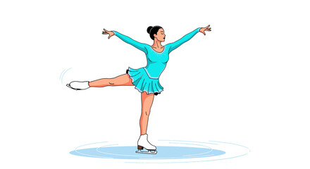 Graceful Figure Skater in Teal Outfit.