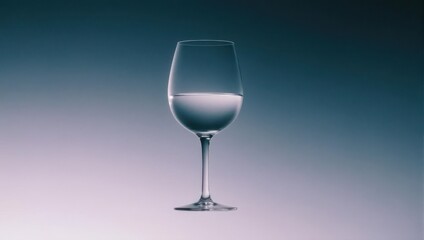 Empty wine glass filled with water against a gradient background