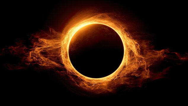 Fiery ring of energy on a dark background