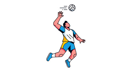Fototapeta premium Volleyball Player Jumping to Hit the Ball.