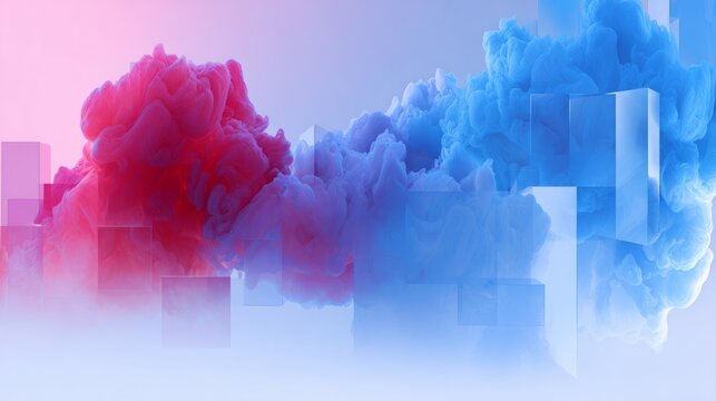 conceptual. Abstract data visualization as a colorful particle cloud, representing modern tech concepts. product launch decks.
