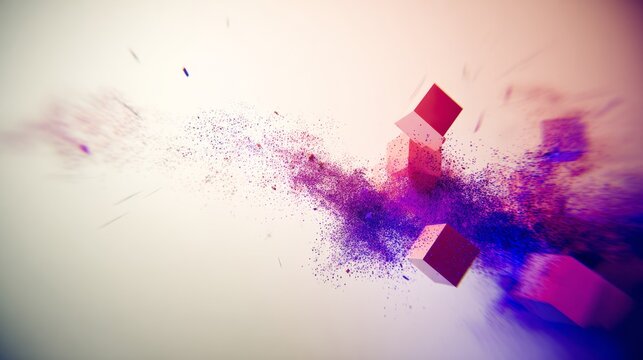 conceptual. Abstract data visualization as a colorful particle cloud, representing modern tech concepts. product launch decks.
