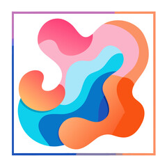 Abstract flowing shapes with gradient colors in a square frame