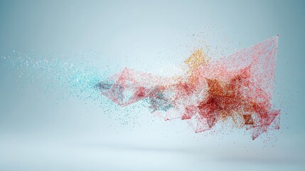 conceptual. Abstract data visualization as a colorful particle cloud, representing modern tech concepts. product launch decks.
