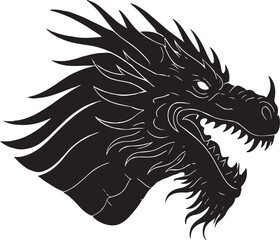 black vector of dragon in silhouette