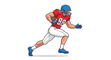 Fototapeta premium Dynamic cartoon illustration of an American football player running with the ball.