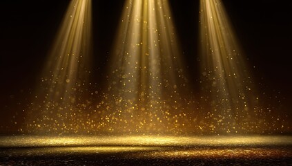 Golden spotlight stage