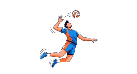 Obraz premium Dynamic Volleyball Player in Mid-Air Spike.