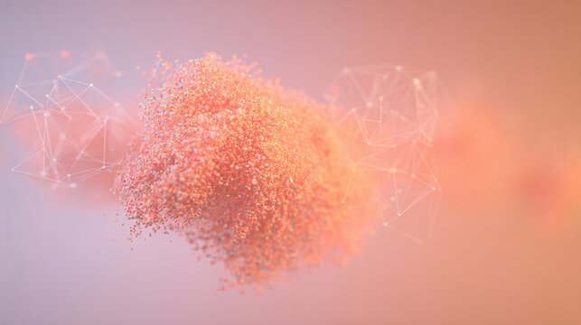 conceptual. Abstract data visualization as a colorful particle cloud, representing modern tech concepts. product launch decks.
