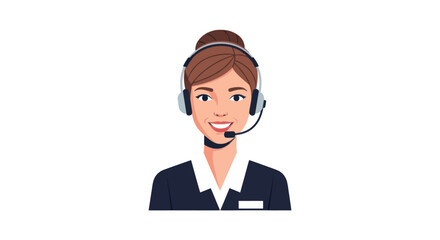Smiling Female Customer Service Representative Wearing Headset.
