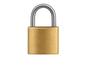 Golden padlock securing data, safety, protection concept