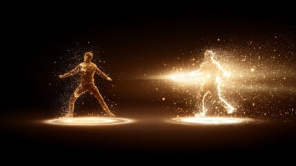 polarity. Abstract magnetic forces between two silhouettes, with glowing particles showing attraction. public awareness campaigns.
