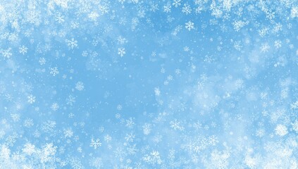 Light blue background with falling snowflakes