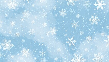 Light blue background with snowflakes