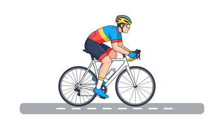 Fototapeta premium Male cyclist in colorful jersey riding a road bicycle.