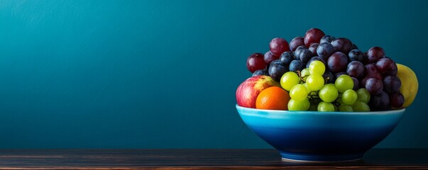 Still Life Bowl of Fresh Fruit on Table, Healthy, Food